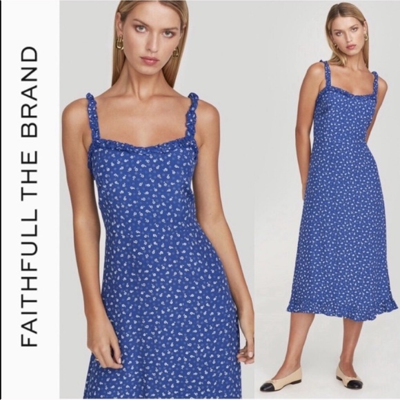 Faithfull the Brand Dresses & Skirts - 🆕 Faithfull The Brand Navy Blue Floral Midi Dress
